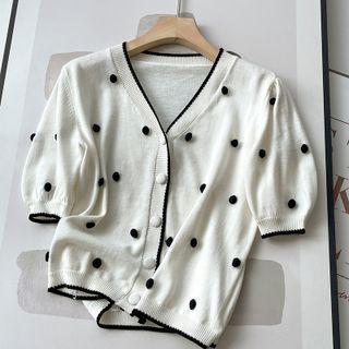 Polka Dot Short-sleeve Cardigan