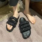 Shirred Strap Slide Sandals