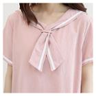 Sailor-collar Contrast-trim Shift Dress