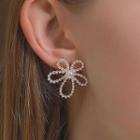 Rhinestone / Faux Pearl Flower Earring