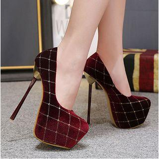 High-heel Platform Patterned Pumps
