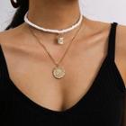 Alloy Pendant Soft Clay Layered Choker Necklace 0858 - Gold - One Size