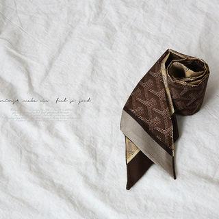 Pattern Silk Twilly Scarf Brown - One Size