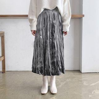 Crinkled Maxi Velvet Skirt