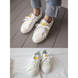 Smile Printed Faux-leather Sneakers