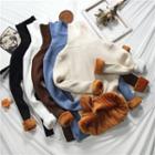 High-neck Fleece-lined Long-sleeve Knit Top