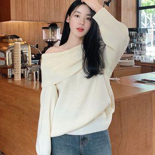 Fold-over Rib-knit Top