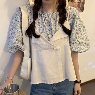 Floral Print Short Sleeve Blouse / Camisole