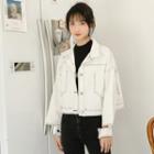 Contrast Stitching Cut-out Denim Jacket