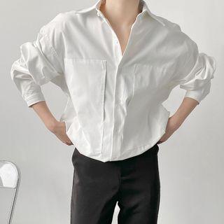 Patch Oversized Plain Shirt