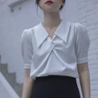 Puff-sleeve Collar Twisted Blouse