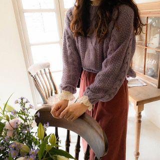 Drop-shoulder Cable Knit Sweater