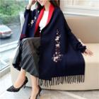 Embroidery Fringed Panel Cape
