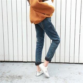 Drawstring-waist Zip-side Tapered Jeans
