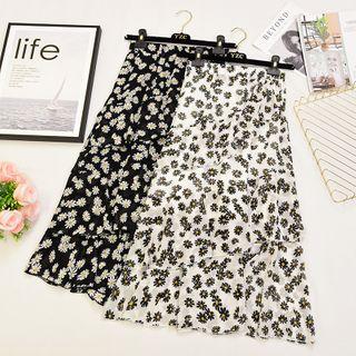 High Waist Chiffon Floral Skirt