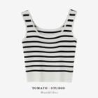 Striped Ribbed Knit Cropped Tank Top