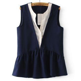Inset Color-block Sleeveless Shirt