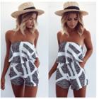 Printed Strapless Playsuit