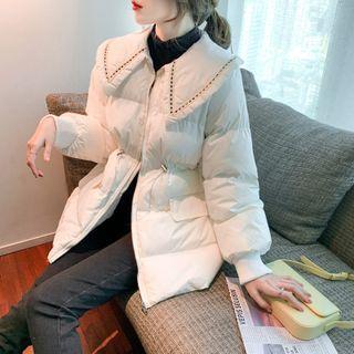 Peter Pan Collar Drawstring Waist Padded Jacket