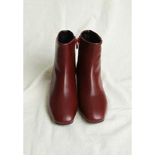 Square-toe Block-heel Colored Ankle Boots