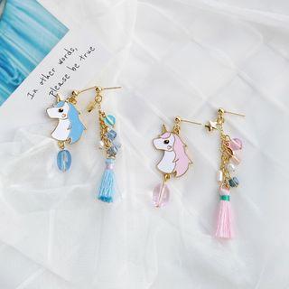 Non-matching Unicorn Tassel Dangle Earring