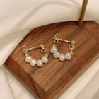 Faux Pearl Hoop Earring E1157 - 1 Pair - Gold - One Size