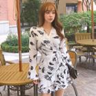 Long-sleeve Ruffle Floral Dress