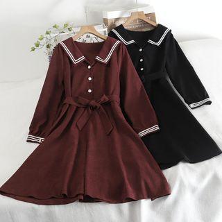 Contrast Stripe Tie-waist Midi Dress
