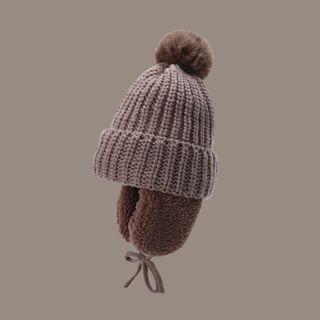 Pom Pom Accent Earflap Beanie