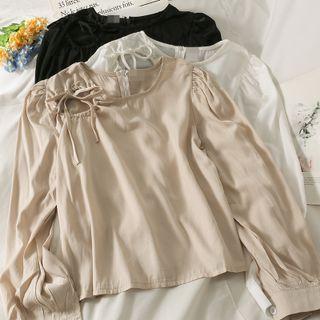 Tie-shoulder Cutout Loose Blouse