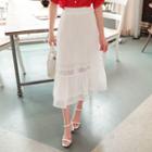 Set: Ruffle-trim Dotted Blouse + Crochet-trim Skirt