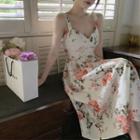 Sleeveless V-neck Floral Print Slim-fit Dress