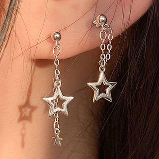 Alloy Star Dangle Earring 1 Pair - With Earring Back - Silver - One Size