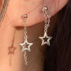 Alloy Star Dangle Earring 1 Pair - With Earring Back - Silver - One Size