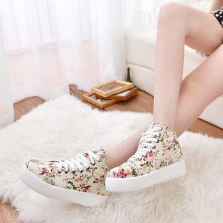 Floral Print Platform High Top Sneakers