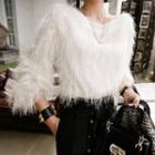 Puff-sleeve Fringed Top