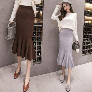 Ruffle Trim Knit Skirt