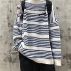 Couple Matching Striped Sweater Blue - One Size