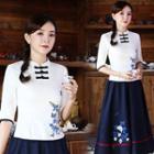 Traditional Chinese 3/4-sleeve Frog Buttoned Top
