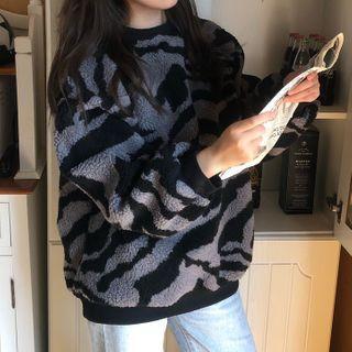 Zebra Print Fleece Sweater