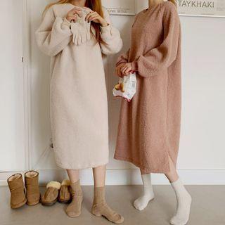 Raglan-sleeve Dumble Long Sweatshirt Dress