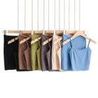 Set: Plain Ribbed-knit Camisole Top + Mini Skirt