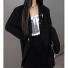 Check Lace-up Tube Top / Pin Accent Blazer