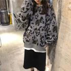 Leopard Print Oversized Pullover