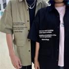 Couple Matching Lettering Loose-fit Short-sleeve Shirt