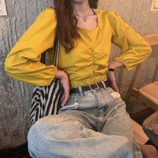 Square Collar Plain Shirt