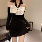 Long-sleeve Bow Front Dress