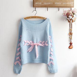Tie Front Off Shoulder Sweater