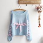 Tie Front Off Shoulder Sweater