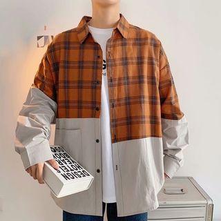 Plaid Pane Shirt Jacket